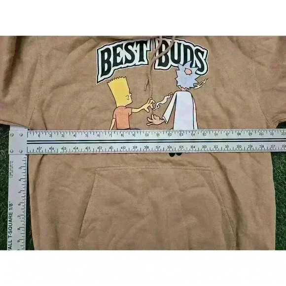 BEST BUDS Bart Simpson & Rick Morty Three Layer Hoodie Medium Smoke 420 - Picture 4 of 6